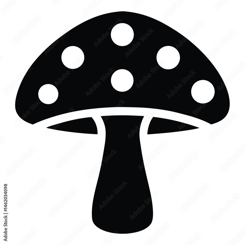 Silhouette of a Mushroom Simple Vector Illustration