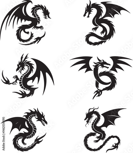 "Dragon Silhouette SVG – Fantasy Tribal Beast Clipart for DIY Crafts & Tattoos"

"Flying Dragon Outline – Mythical Creature Art for Shirts, Prints, and Logos"

"Black Dragon Silhouette PNG – Gothic Ve
