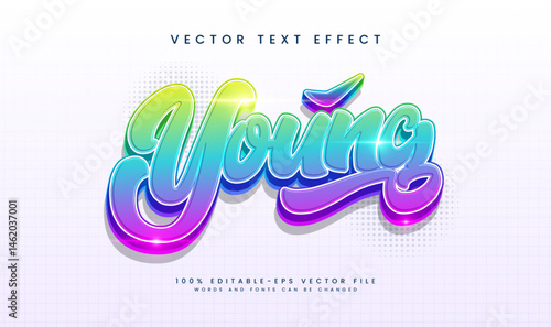 Editable vector graphic of a vibrant 'Young' text effect.  Perfect for various designs.