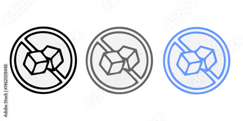 Sugar free icon. No added sugar label. Diabetic illustration, logo, symbol, sign, stamp, tag, emblem, mark or seal for product packaging isolated