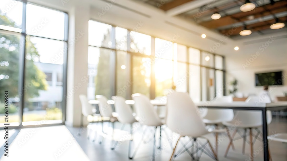 Fototapeta premium Blurred background meeting space office location interior design bright environment clear view