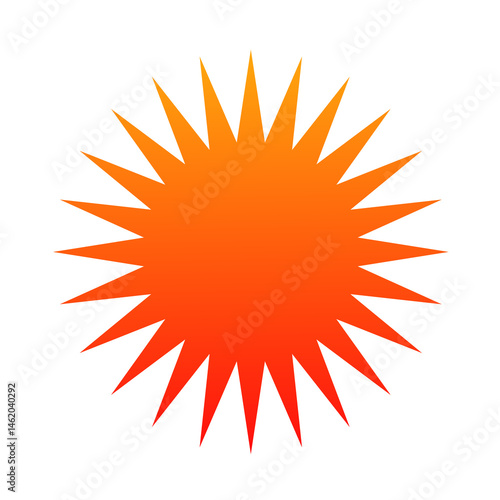 Vibrant Orange Sunburst Starburst Design Element Perfect for Summer, Energy, and Warmth Thematic Projects