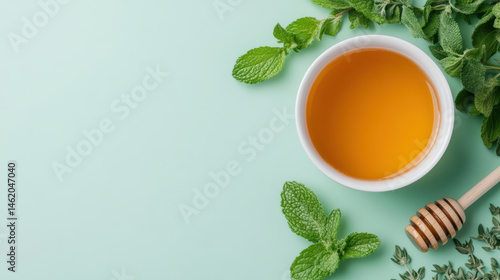 Wallpaper Mural Warm tea with honey and fresh herbs creates soothing atmosphere for relaxation Torontodigital.ca