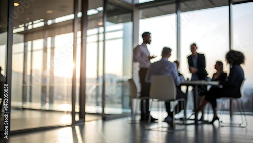 Business meeting in office with blurred background modern environment urban viewpoint