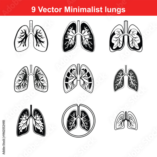 Lung - Illustration,Lungs Icon on Black and White Vector Backgrounds,Lungs Icon on Black and White Vector Backgrounds