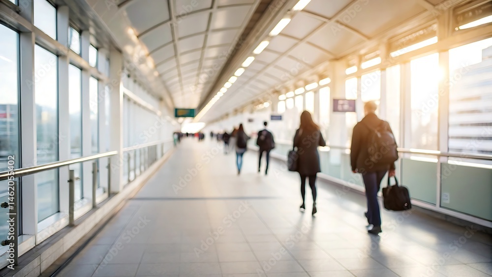 People walking in blurred background at busy airport terminal dynamic lifestyle setting People walking in blurred background at busy airport terminal dynamic lifestyle setting