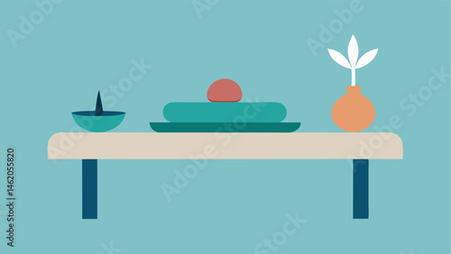 Mindfulness Elements Incorporating subtle mindfulness elements like a small meditation cushion beside the treatment table promoting a holistic therapeutic approach.
