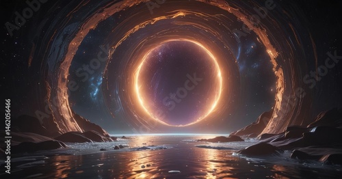 Obraz na płótnie Shimmering portal, cosmic waves ripple across its surface, ethereal glow , mystical, space w salonie
