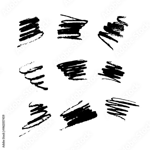 Collection of Hand-Drawn Scribbles and Doodles in Black
