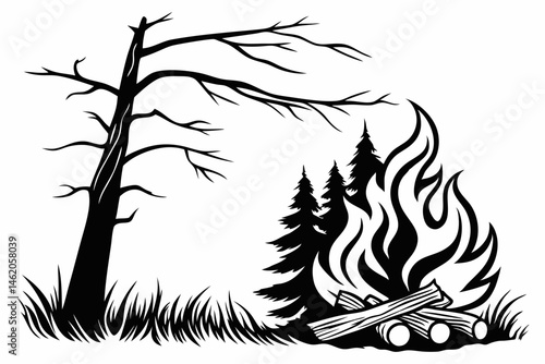 fire sihouette black vector