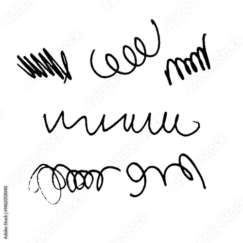 Collection of Hand-Drawn Scribbles and Doodles in Black