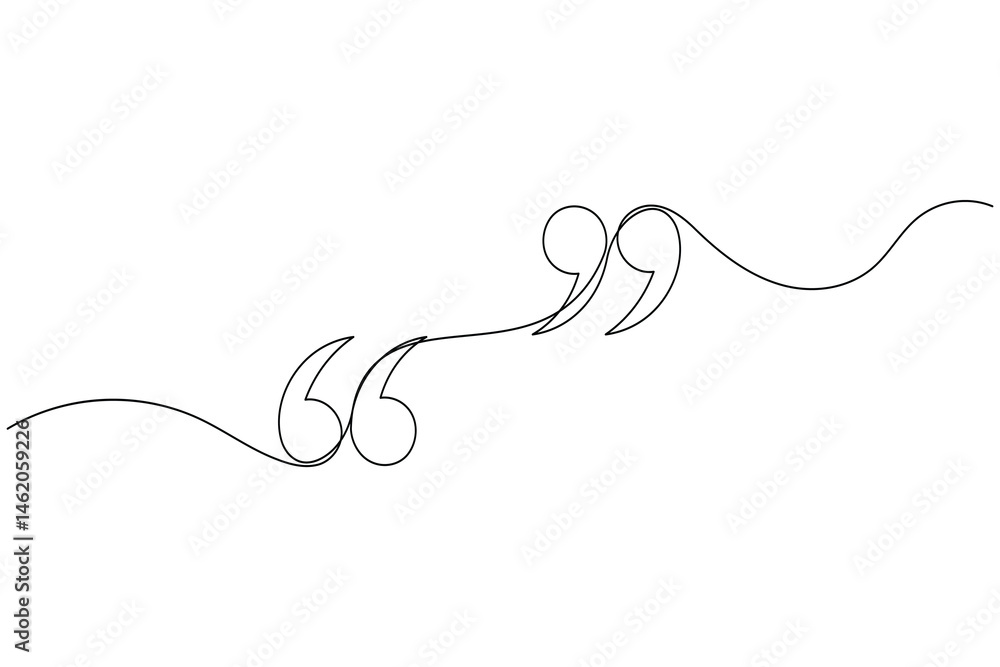 Quote mark continuous one line drawing and minimalist style isolate outline vector illustration Quote mark continuous one line drawing and minimalist style isolate outline vector illustration