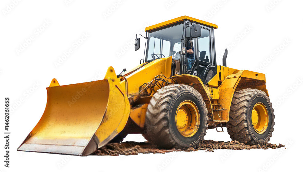 Front-end loader with a large bucket for moving material. isolated on transparent background Front-end loader with a large bucket for moving material. isolated on transparent background