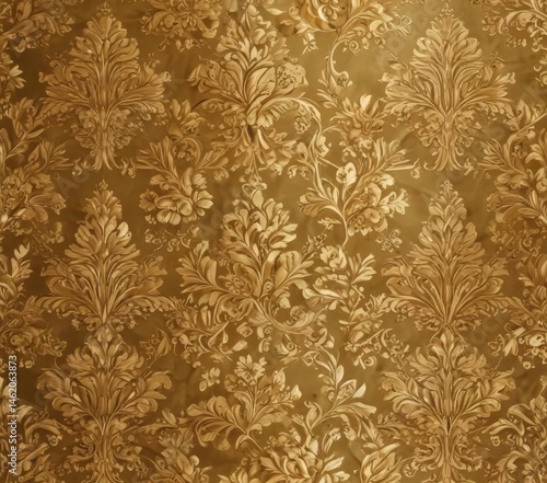 Obraz na płótnie Luxurious golden damask Delicate floral & leaf motifs , design, acanthus, illustration w salonie