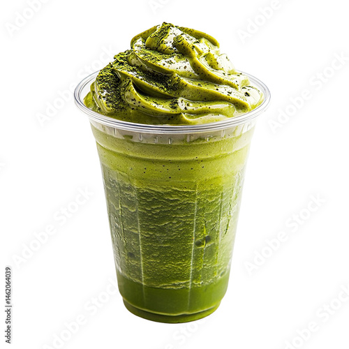 Matcha Green Tea Frappuccino Drink Recipe isolated on transparent background