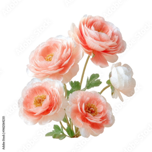 Pink Ranunculus Floral Arrangement: A collection of delicate, pink ranunculus blooms, their soft petals unfurling, showcasing a sense of natural elegance.