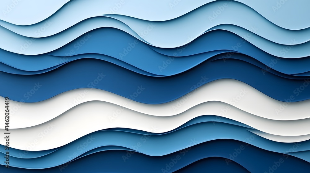 Fototapeta premium Flowing abstract waves in a gentle gradient of blue tones