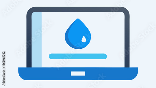 Hydration Level Gauge The screen of the device showing a water droplet icon with a blue color gradient indicating hydration status.