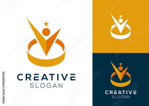 Abstract leader with star logo design for community, leaders and achievement