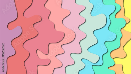Colorful wavy paper cut effect background for summer. Perfect for backdrop or wallpaper. Similar to Puzzle pieces.