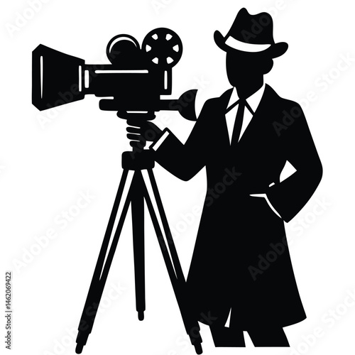 Vintage Filmmaker Classic Cinema Cameraman Silhouette
