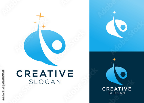 Abstract leader with star logo design for community, leaders and achievement
