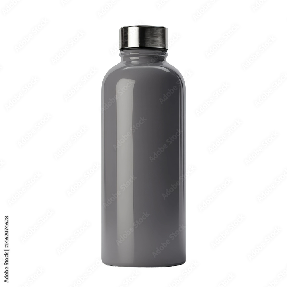 A sleek gray water bottle, ideal for hydration A sleek gray water bottle, ideal for hydration
