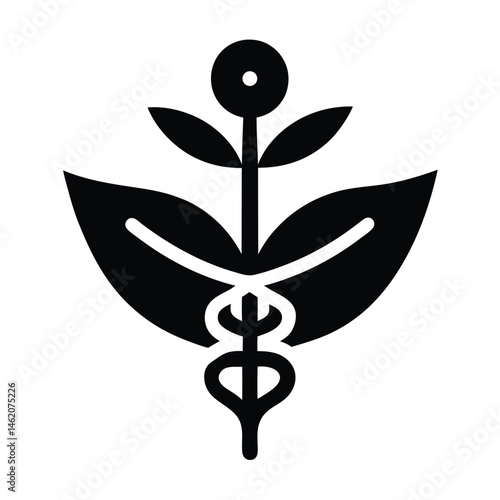 Herbal Medicine Symbol Plant-Based Healthcare Icon
