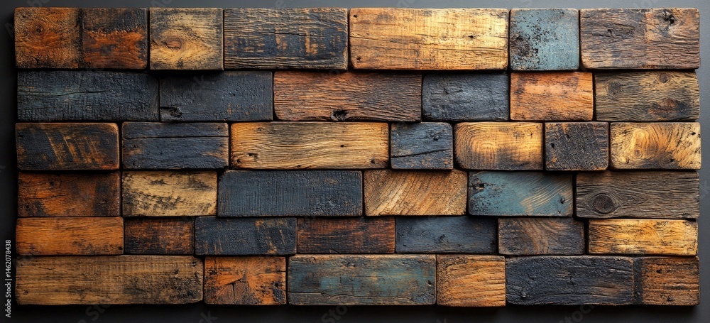 Colorful wooden blocks arranged in a brick pattern. Colorful wooden blocks arranged in a brick pattern.