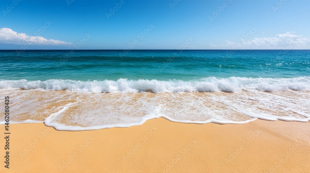 Fototapeta premium Idyllic tropical beach with crashing waves on the shore