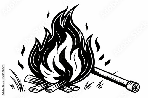 the fire sihouette black vector