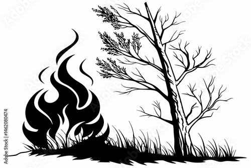 fire sihouette black vector