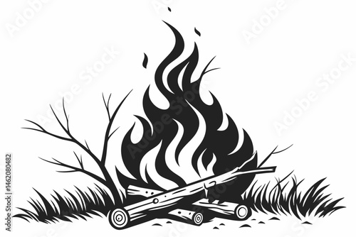 the fire sihouette black vector