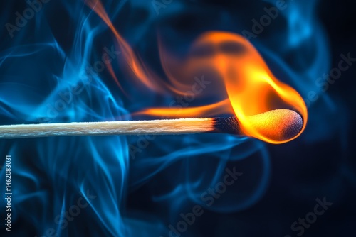 A close-up of a burning matchstick