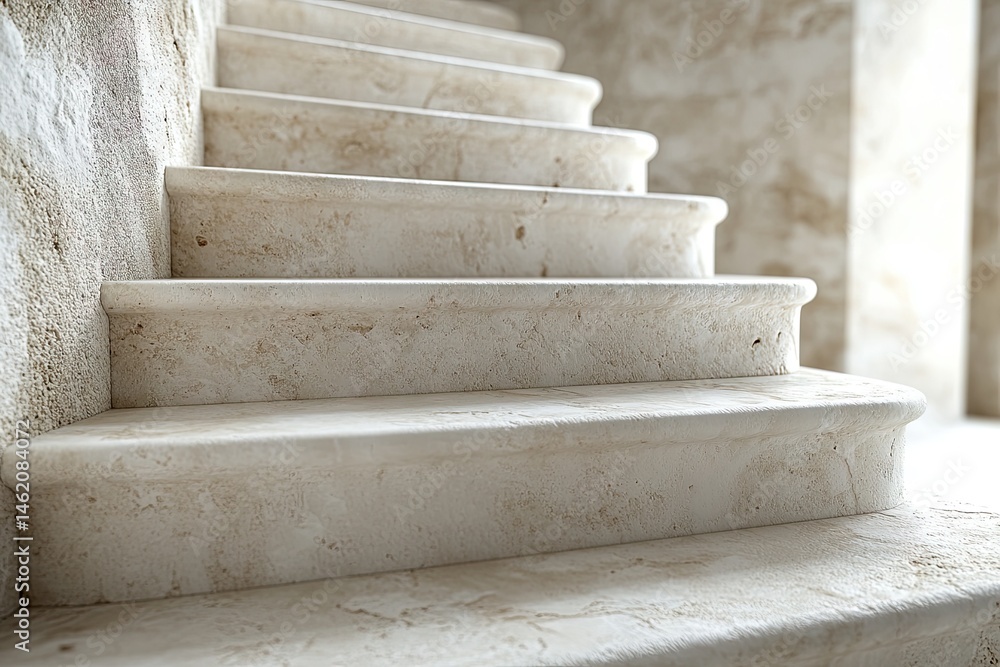 Interior stone steps with intricate design, showing light beige stone. Interior stone steps with intricate design, showing light beige stone.