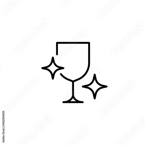 Clean glass. Washing the dishes linear icon. Line customizable illustration. Contour symbol. Vector isolated outline drawing. Editable stroke