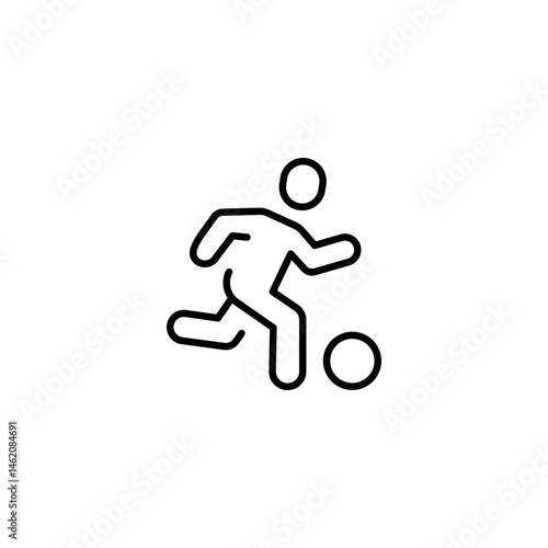 Football player. Man running with a ball linear icon. Line customizable illustration. Contour symbol. Vector isolated outline drawing. Editable stroke