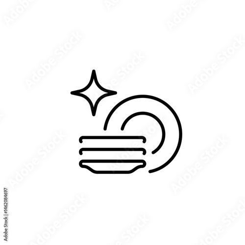 Washing dishes linear icon. Line customizable illustration. Contour symbol. Vector isolated outline drawing. Editable stroke