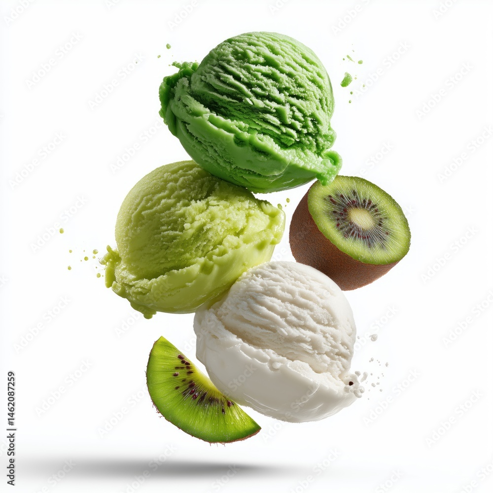 Kiwi Ice Cream with Fruit Slices Kiwi Ice Cream with Fruit Slices