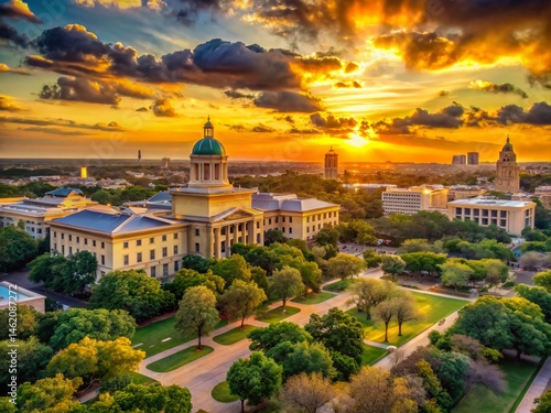 Aggieland Sunset: Low Light Texas A&M Campus Panorama