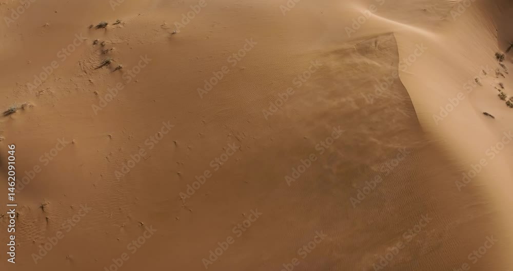 Aerial footage of  the mobility and translocation of sand dunes and sand encroachment in desert