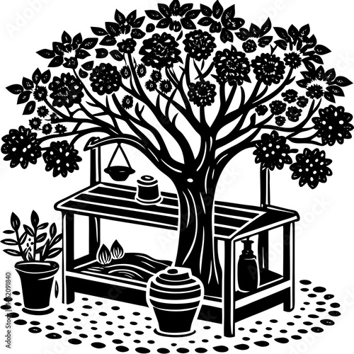 black and white illustration