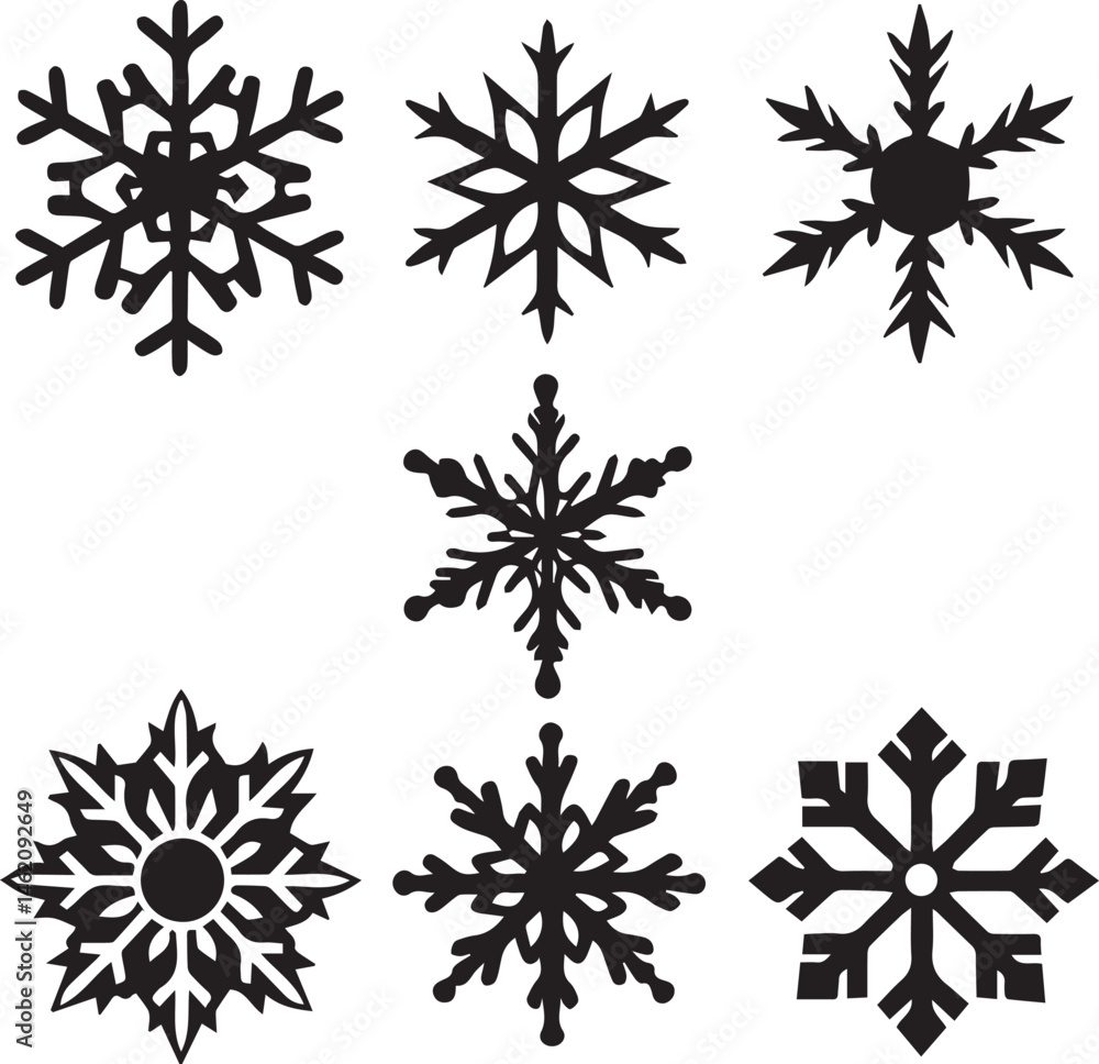 snowflake silhouette vector icon set, snowflake logo vector, snowflake vector illustration snowflake silhouette vector icon set, snowflake logo vector, snowflake vector illustration