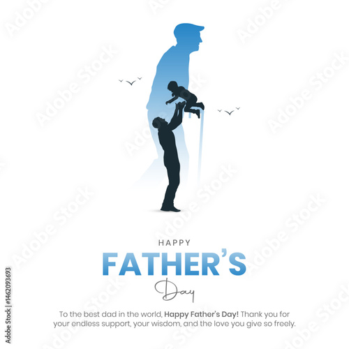 Happy Father's Day Social Media Post and Greeting Card. Happy Father's Day Creative Poster and Flyer Template Vector Illustration