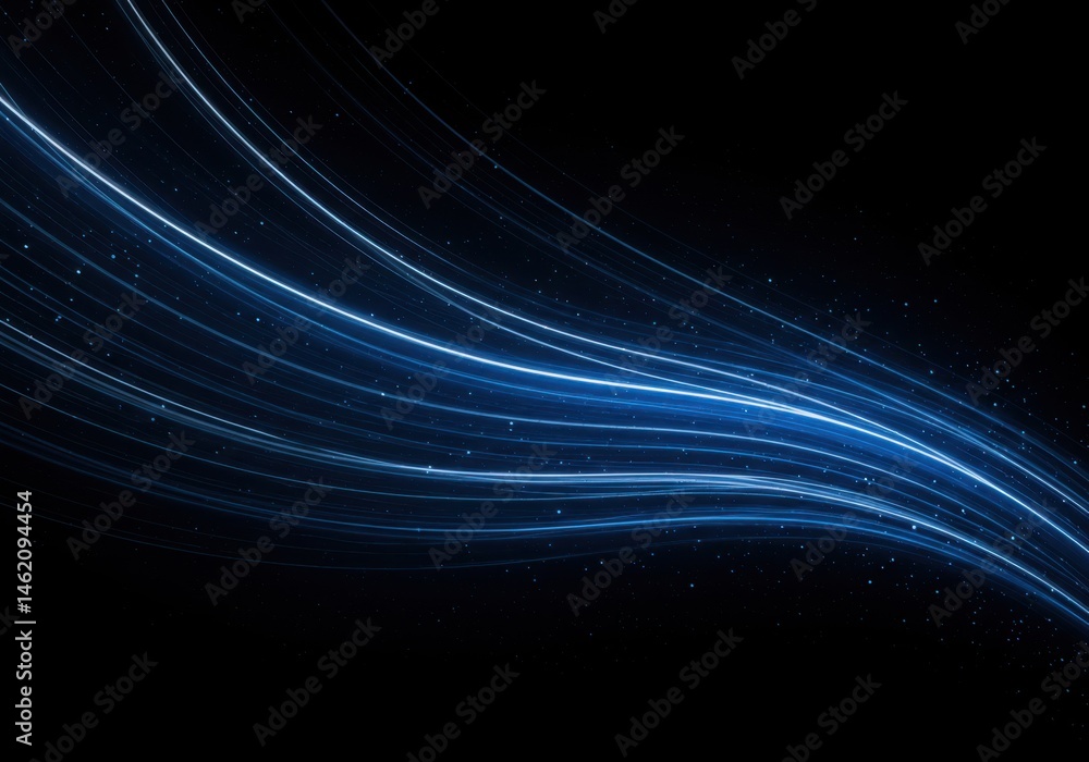 Fototapeta premium Glowing blue light trails abstract art
