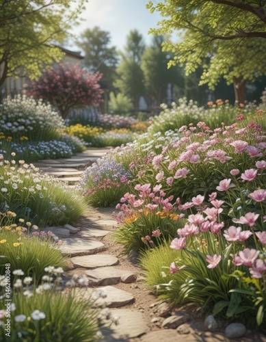 Wallpaper Mural Blooming spring flowers in panoramic garden view,  botany,  colorful Torontodigital.ca