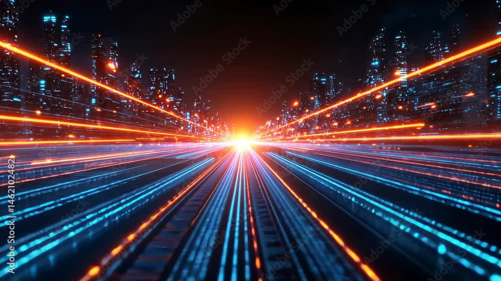 Digital Cityscape: A Futuristic Highway of Light and Data Digital Cityscape: A Futuristic Highway of Light and Data