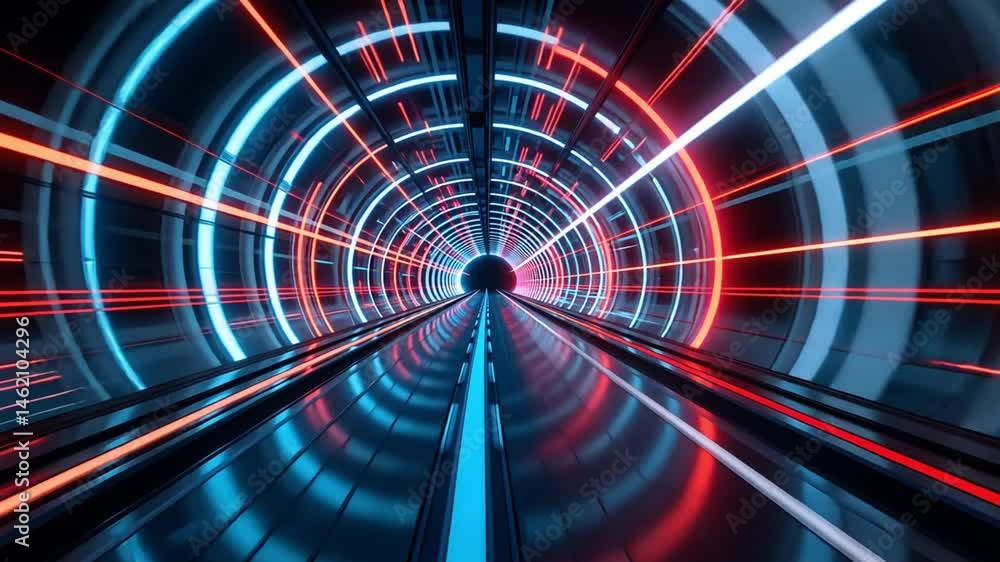 Abstract futuristic tunnel background video loop animation for technology and sci fi projects