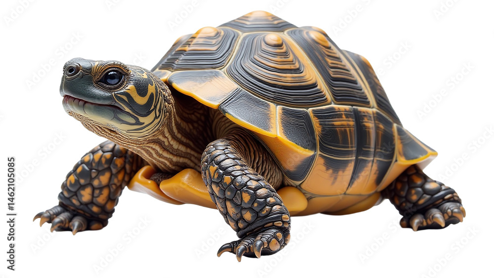 Fototapeta premium Detailed turtle wildlife portrait, natural reptile close up, patterned shell texture, exotic animal nature study