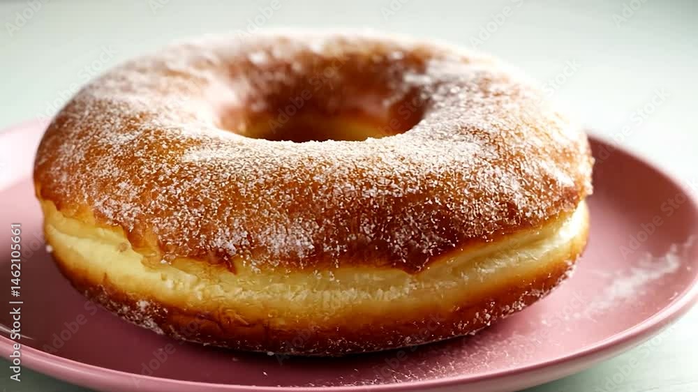 Sugar doughnut on plate Sugar doughnut on plate